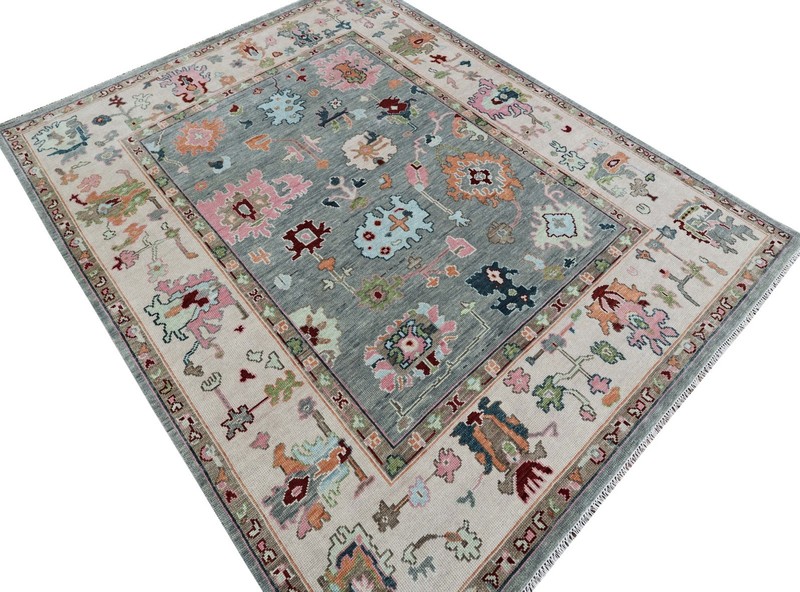 9x12 ft Gray/ Ivory Hand made Oushak Living Area Rugs, Oriental Floor Carpet gallery