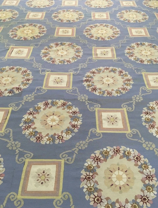 10 X 13 Aubusson Needle Point Wool Hand Crafted Area Rug Rare New Blue Elegant. gallery