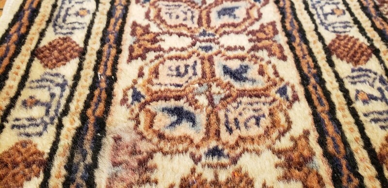 Cross Patterned Natural Dye Cr1960-1980s Vintage Wool Pile Hereke Rug 7x10ft gallery