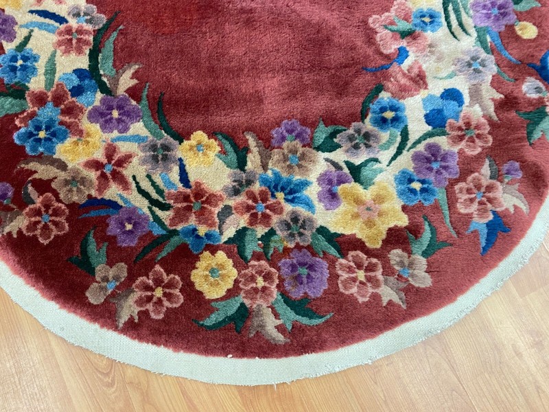 3' x 5' Antique Oval Chinese Art Deco Oriental Rug - 1930s - Hand Made gallery
