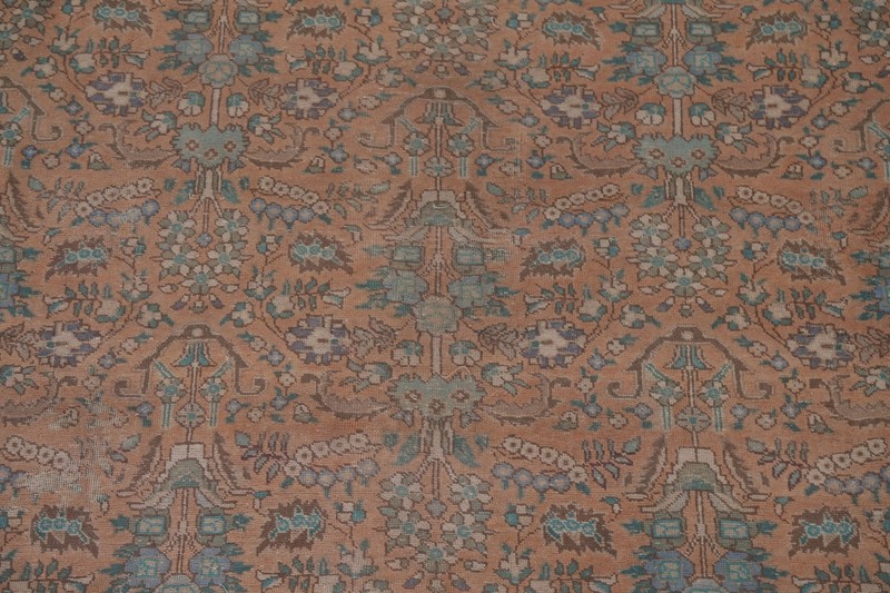 Vintage Muted Rust Floral Wool Tebriz Area Rug 10x13 Hand-made Room Size Carpet gallery