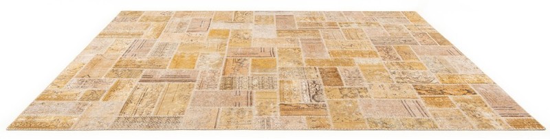 Patchwork Hand-Knotted Vintage Rug Carpet Yellow 306x208 cm Persisch gallery