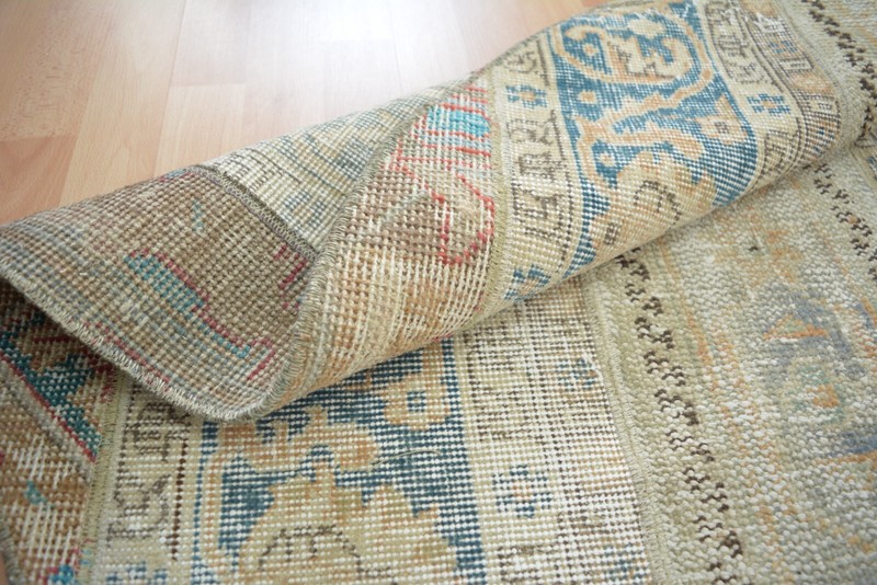 Beige Turkish Vintage Round Rug, 4.9x4.9ft, Antique Multicolor Handmade Rug, gallery