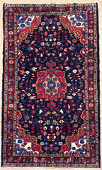 Hand Knotted Hamedan Wool Tribal Hall Runner Rug 5×10 Oriental Carpet Navy Red