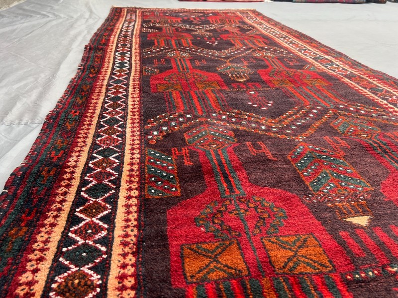 4x10 Vintage Turkoman Afghan Runner Rug, Hand Knotted Wool Hallway Wide Area Rug gallery
