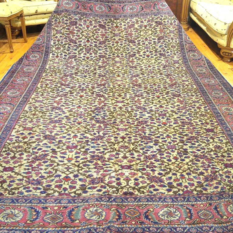 Genuine Ca1900-1939s Antique Wool Pile Turkish Hereke Rug 8x11ft gallery