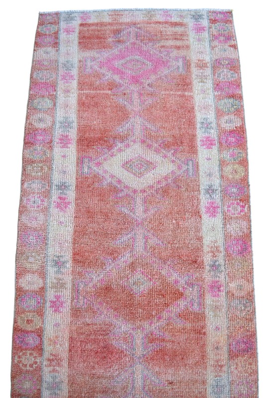 3x10 Runner Turkish Rug HandMade MUTED COLOR Hallway Rug Kitchen Decor Rug PINK gallery