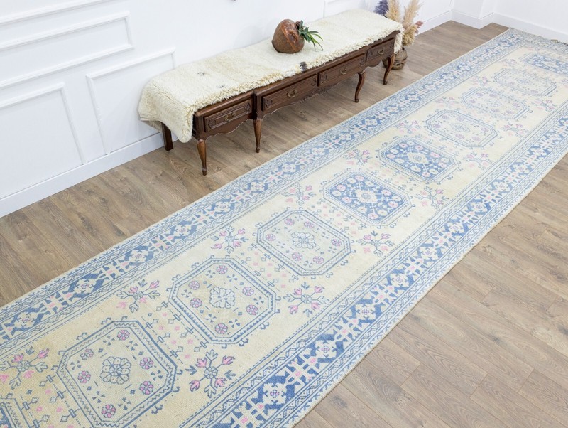 Extra Long Turkish Oushak Rug Runner, Vintage Wide Corridor Carpet, 5.2x24 ft gallery