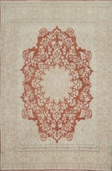 Orange Wool Floral Vegetable Dye Large Rug 10×13 ft Hand-knotted for Living Room
