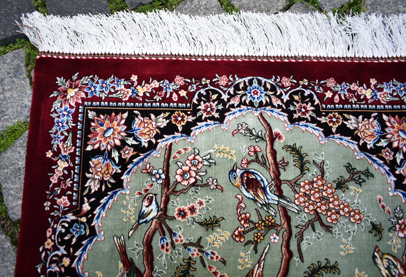 Silk Bamboo Rug 100 % Bamboo Silk Rug 2 x 3 ft with Bird Design Bamboo Wall Rug gallery