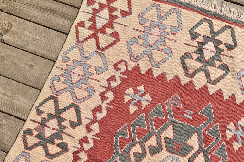 Turkish Kilim 31''x41'' Handwoven Oushak Wool Area Rug Bohemian 79x106cm gallery