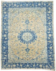 Semi-Antique Distressed Floral Muted Oriental Wool Rug Decor Carpet 8’11×11’5 Ft
