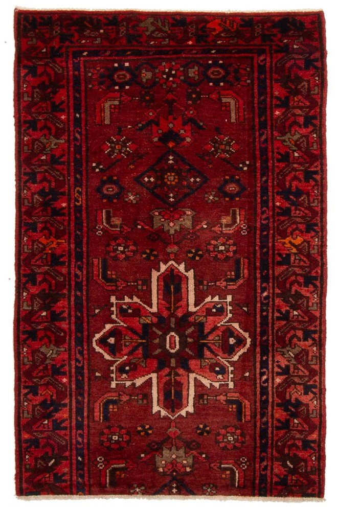 Vintage 2'11" x 4'9" Traditional Hand Knotted Vegetable Dye Wool Area Rug