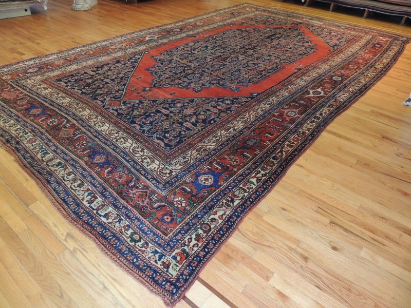 10x16 10x14 Bidjar SIGNED DATED Antique Oriental Area Rug Red Navy ca 1890 WOW! gallery