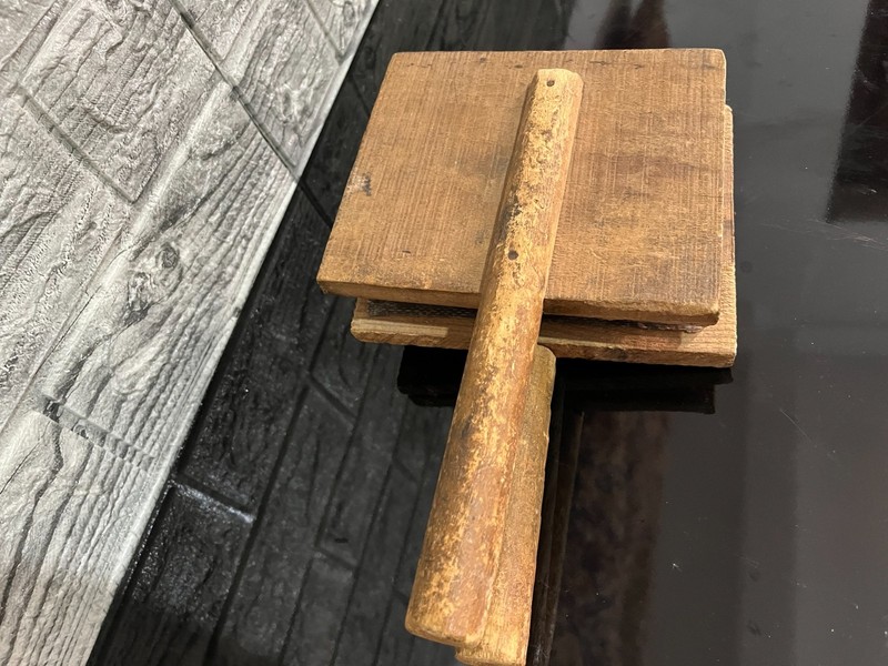 Vintage Moroccan Wool Carders Pair Wooden Textile Tool Rustic Farm Decor gallery