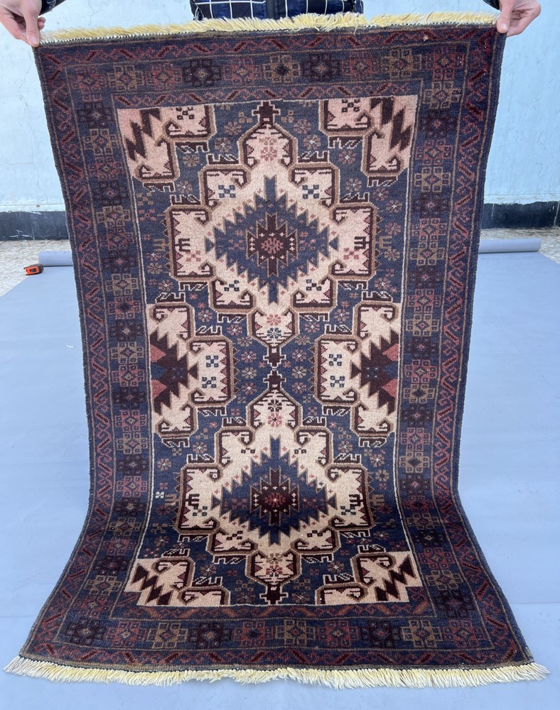 Vintage Nomad Maldari Tribal Belouch Natural Vegetable Dye Zakani Carpet