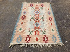 Vintage Traditional Handmade Anatolian Turkish Wool Multicolor Kilim 5.8×3.9 ft