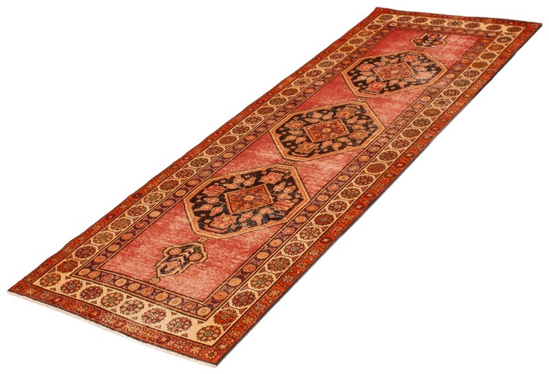 Vintage Hand-knotted Runner Rug 3'9" x 10'6" Traditional Oriental Wool Carpet gallery