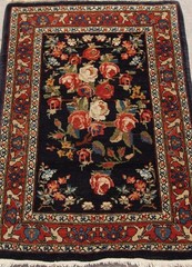 Saroukk Hand Knotted Wool Rug – Antique 1920s – Rose Bouquet – (2′ x 3′)