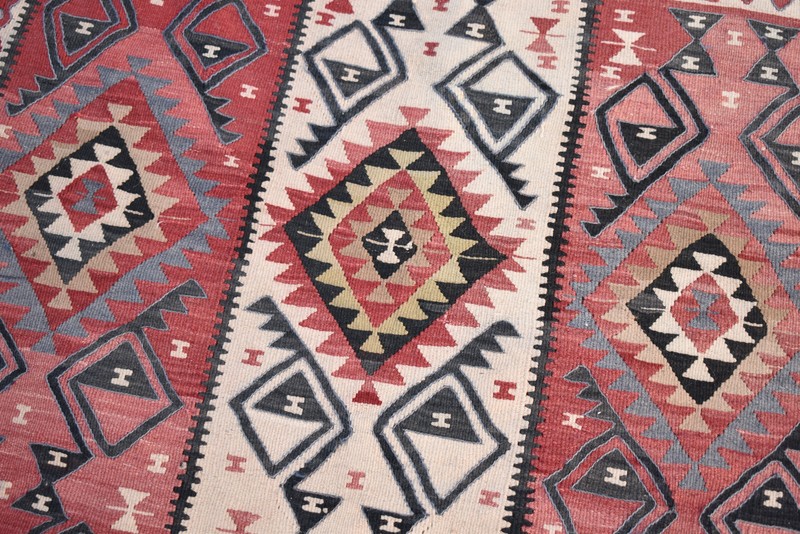 Turkish Rug 42''x63'' Handwoven Van Kilim 107x162cm Wool Vintage Tribal Area Rug gallery