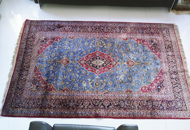 ANTIQUE FINE GENUINE MIDDLE EASTERN 100% SILK HANDMADE RUG 95 X 60" gallery