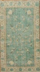 Vintage Anatolian Turkish Rug 4×7 Ft Handmade Oriental Turquoise Green Carpet