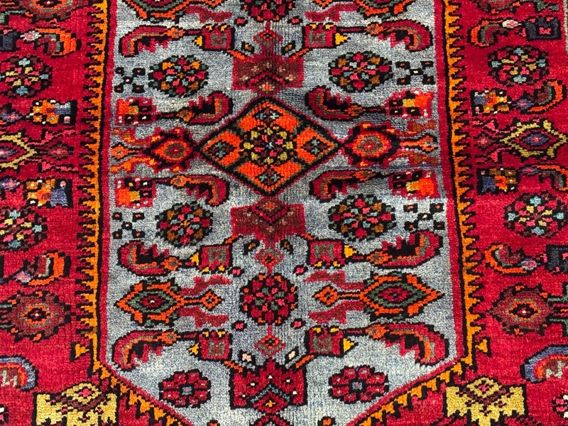 Vintage Hand Knotted Zanjan Wool Area Rug 5x7 Tribal Oriental Red Blue Geometric gallery