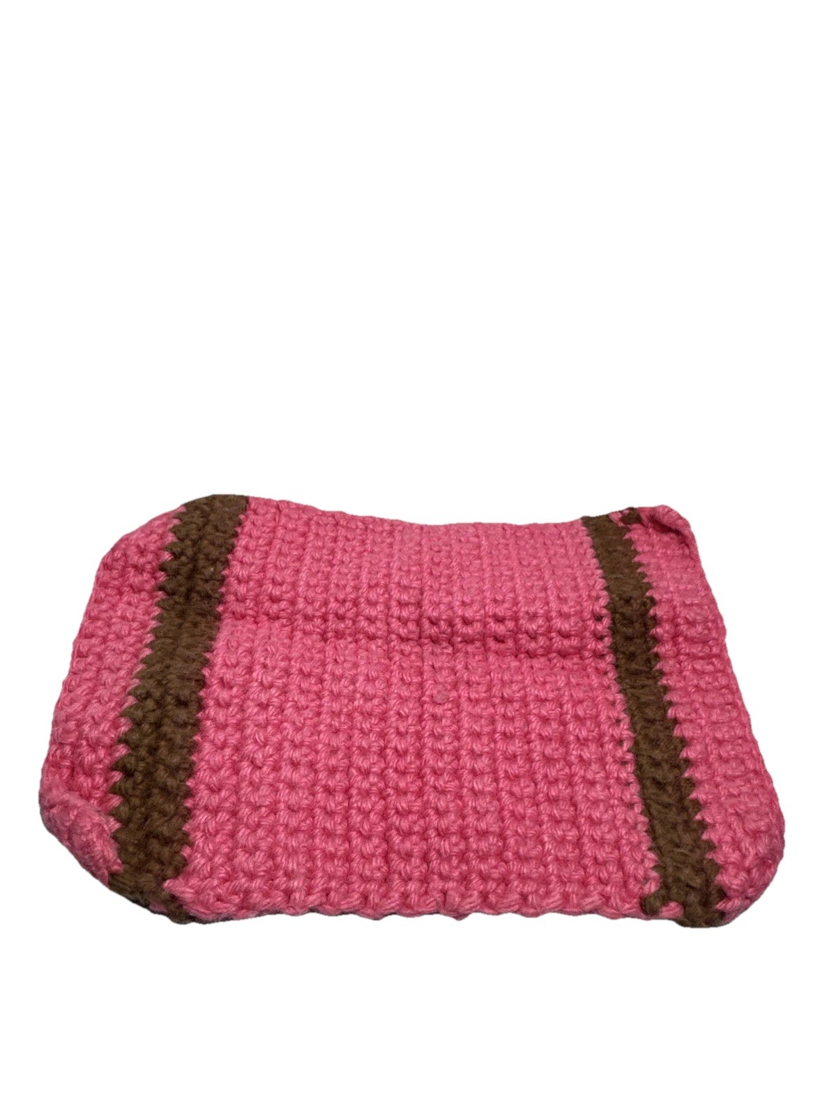 Vintage Handmade Doll House Rug Pink And Trimmed In Brown. 7 Inch X 5 Inch gallery