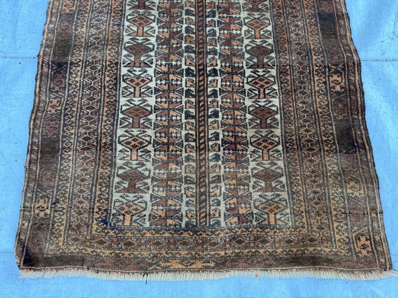 1920s Antique Afghan Baluchi Muted Rug 3x4 Beige Terracotta Oriental Area Carpet gallery