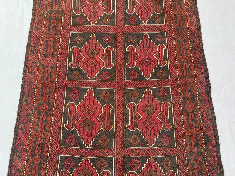 Vintage Afghan Rug 3'10x8'6 ft Handwoven Sumak Kilim Tribal Wool Runner Carpet gallery