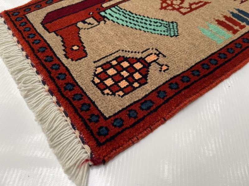 49x34cm AFGHAN WAR RUG Beautifully Made Mini rug Lot 2 War Rugs Handicrafts #470 gallery