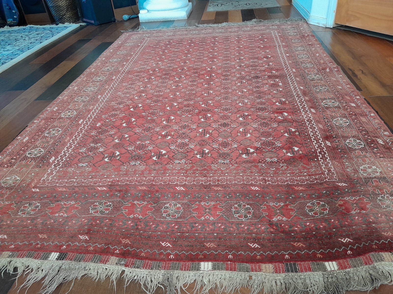Antique very fine Turkoman Yomud Rug in full pile all over and Gorgeous. gallery