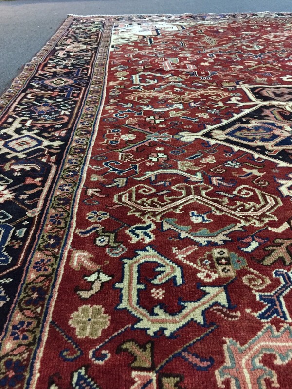 On Sale Unique Genuine Hand Knotted Vintage Herizz Area Rug Carpet 9'5x13'3,1625 gallery