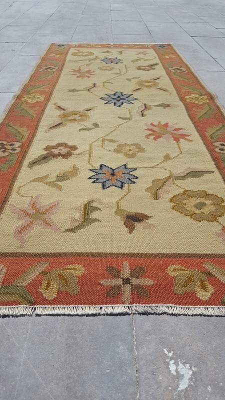 Antique Long Scandinavian Rug Handmade Kilim Carpet Rug Tropical Gargen Rug Xo gallery