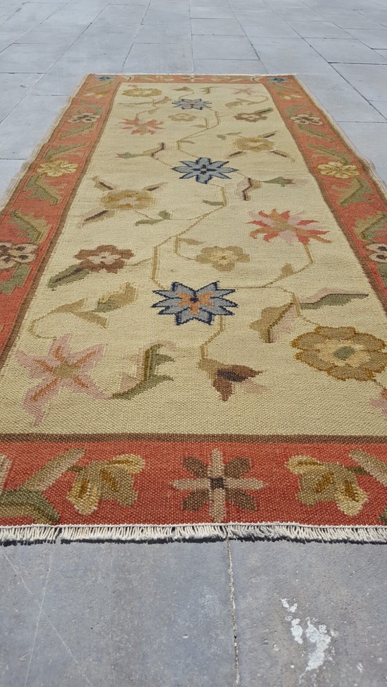 Antique Long Scandinavian Rug Handmade Kilim Carpet Rug Tropical Gargen Rug XJ