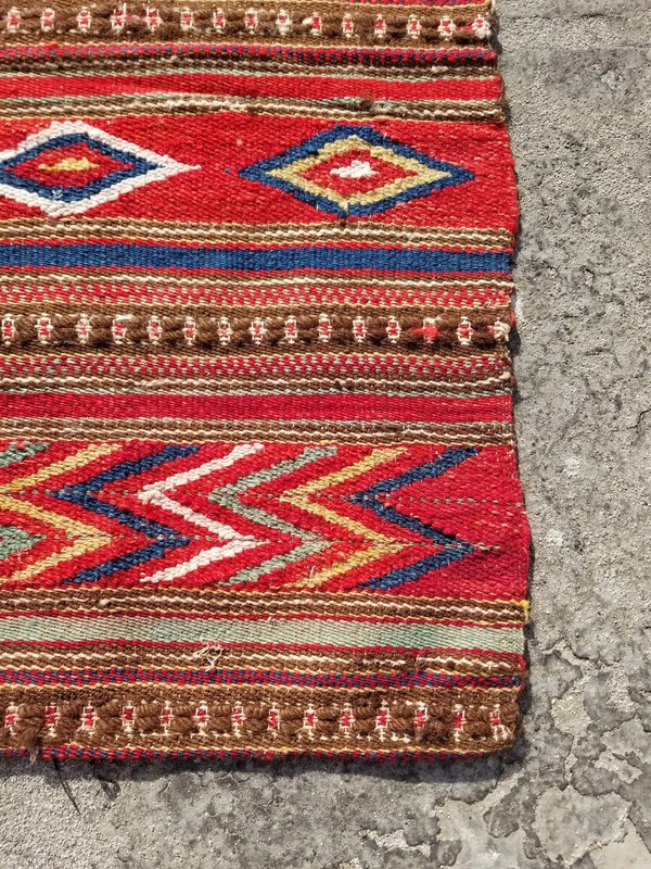 Vintage Traditional Handmade Tunisian Wool Multicolor Kilim 117x60cm gallery