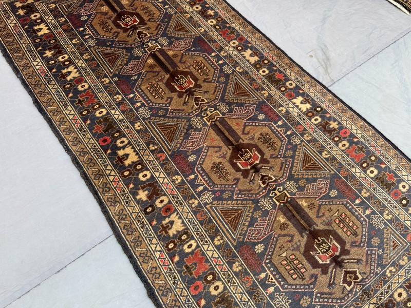 3'7x7 ft Vintage Afghan Hand Knotted Tribal Wool Rug • Oriental Nomadic Carpet gallery