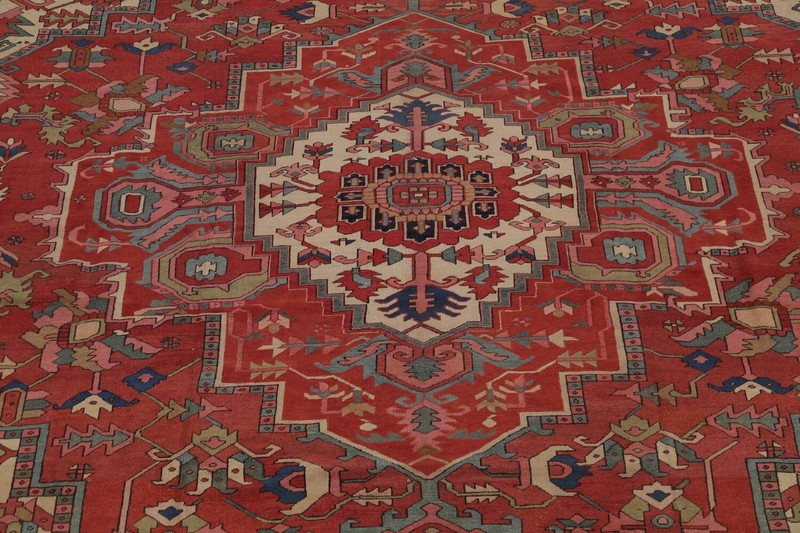 Pre-1900 Vegetable Dye Heriz Serapi Palace Size Handmade Antique Rug 12x16 gallery