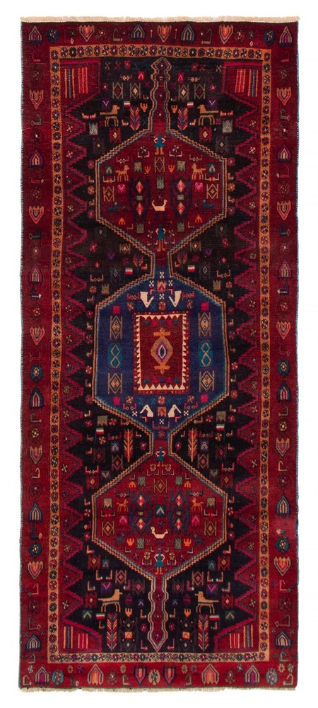 3'11" x 9'3" Vintage Hand-knotted Runner Rug Traditional Oriental Wool Carpet
