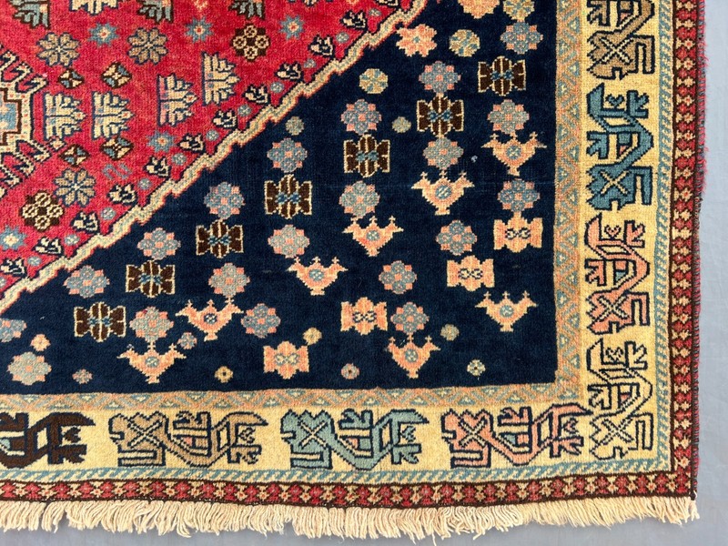 5x6'3 Ft Vintage Caucasian Handwoven Wool Geometric Floral Medallion Rug gallery