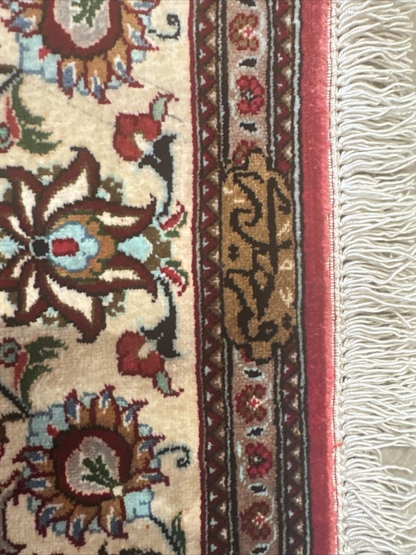 EXQUISITE Persian Hand Knotted SILK RUG SIGNED AUTHENTIC 20 Warps Inch 3.4 X 5.1 gallery