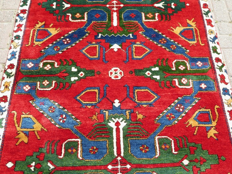 Turkish Bergama Rugs, Wool Carpet, Handmade Red Carpet Teppich Tapis 51"X97" gallery