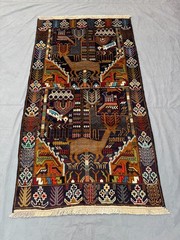 3’7×6’5 ft Vintage Caucasian Pictorial Animal Tribal Hand Knotted Wool Area Rug
