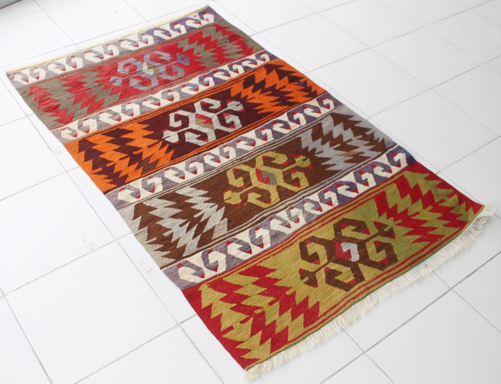 Turkish Kilim Rug 36''x58'' Hand Woven Afyon Kilim 93x149cm Area Rug Wool Kilim