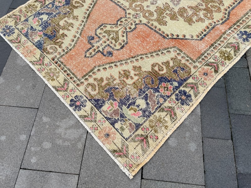Vintage Turkish Oushak Rug 4.6x7.6 ft Terracotta Boho Hand Knotted Wool Rug gallery