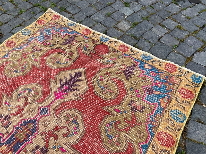 Handmade rug,Turkish rug,Wool rug,Bohemian area rug,Home decor 4,1 x 7,3 ft gallery