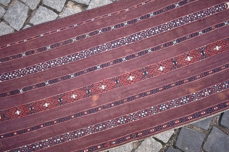Terrific Antique Tribal Yomud Sumak Kilim Bag Face Rug Collector Item Yomud Rug gallery