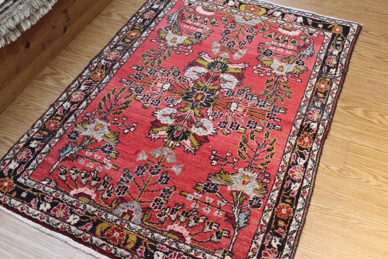 Handmade Lilihan Rug 3'7" x 5' Wool rug Red floral matches Heriz Sarouk Hamadan gallery