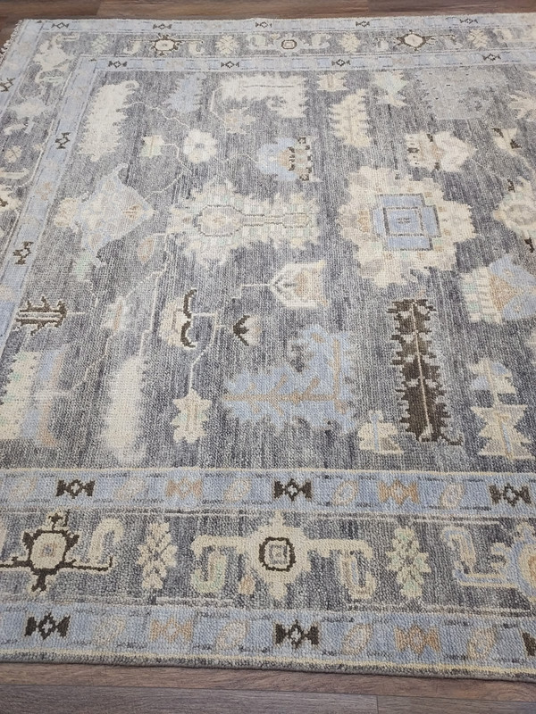 TURKISH OUSHAK RUG.MODERN MULTICOLORED AREA RUG 8x10 FT,HANDMADE BOHEMIAN RUG gallery