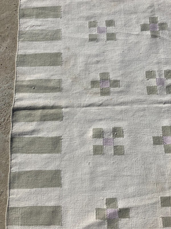 Vintage Handmade Swedish Scandinavian Style Woool Flat-weave Rug 181x113 cm gallery